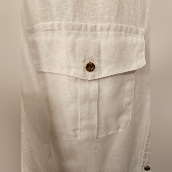 NWOT - Lauren Ralph Lauren Linen White Button Down Shirt - Size 1X - Picture 6 of 11